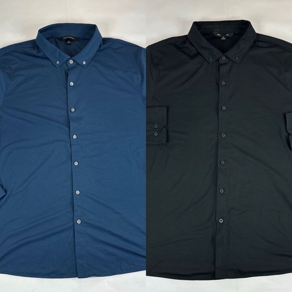 Mercer Mettle Shirt Mens Sz XL Blue Black Long Sleeve Button Up Preppy Lot‎ of 2